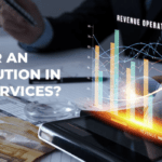 A digital chart with vibrant bars appears over a smartphone on a desk, held by a person.